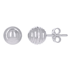 14Kt White Gold Womens 8mm Ball Stud Earrings