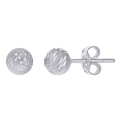 14Kt White Gold Womens 6mm Ball Stud Earrings