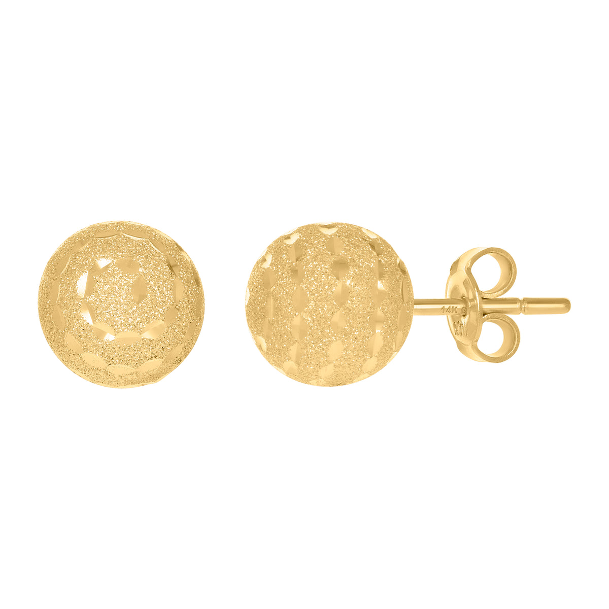 14Kt Yellow Gold Womens 10mm Ball Stud Earrings