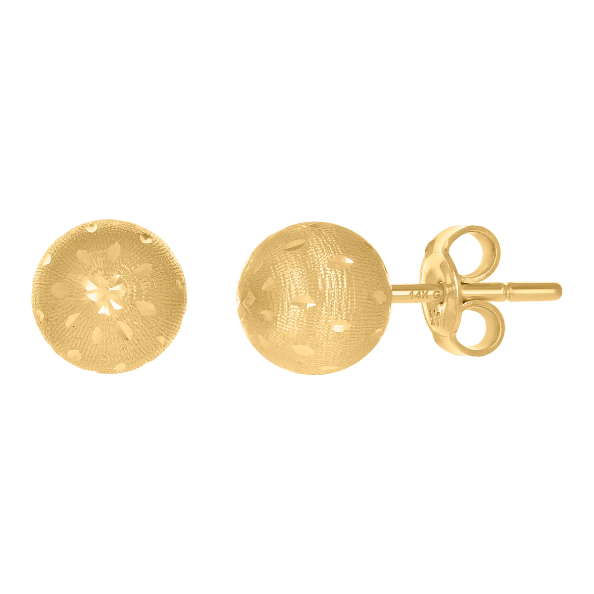 14Kt Yellow Gold Womens 8mm Ball Stud Earrings