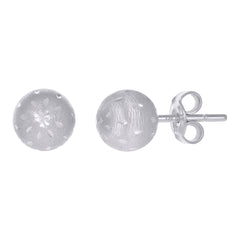 14Kt White Gold Womens 8mm Ball Stud Earrings