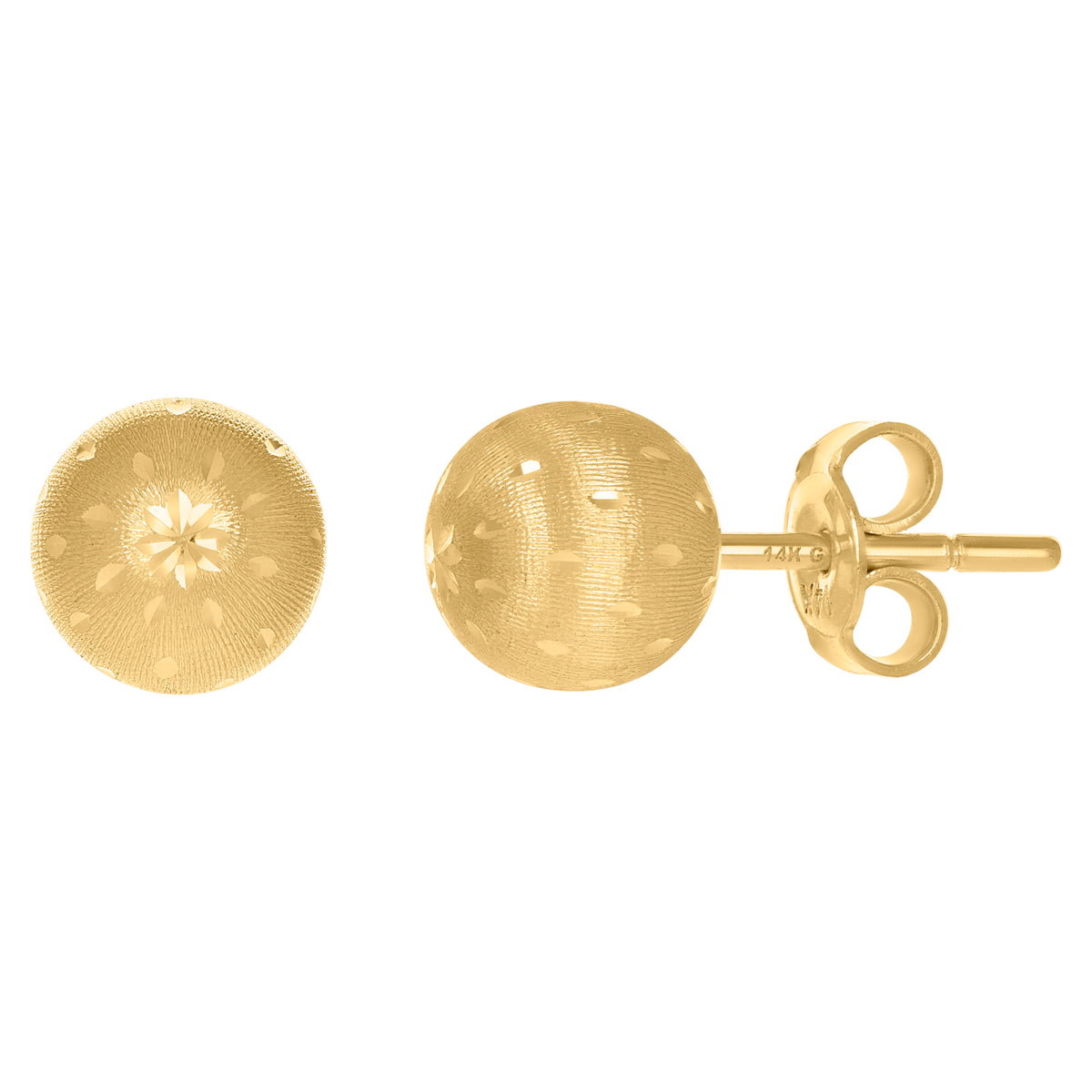 14Kt Yellow Gold Womens 10mm Ball Stud Earrings