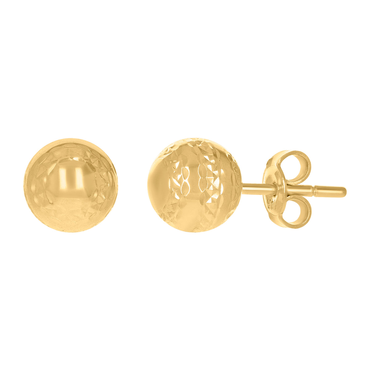 14Kt Yellow Gold Womens 8mm Ball Stud Earrings