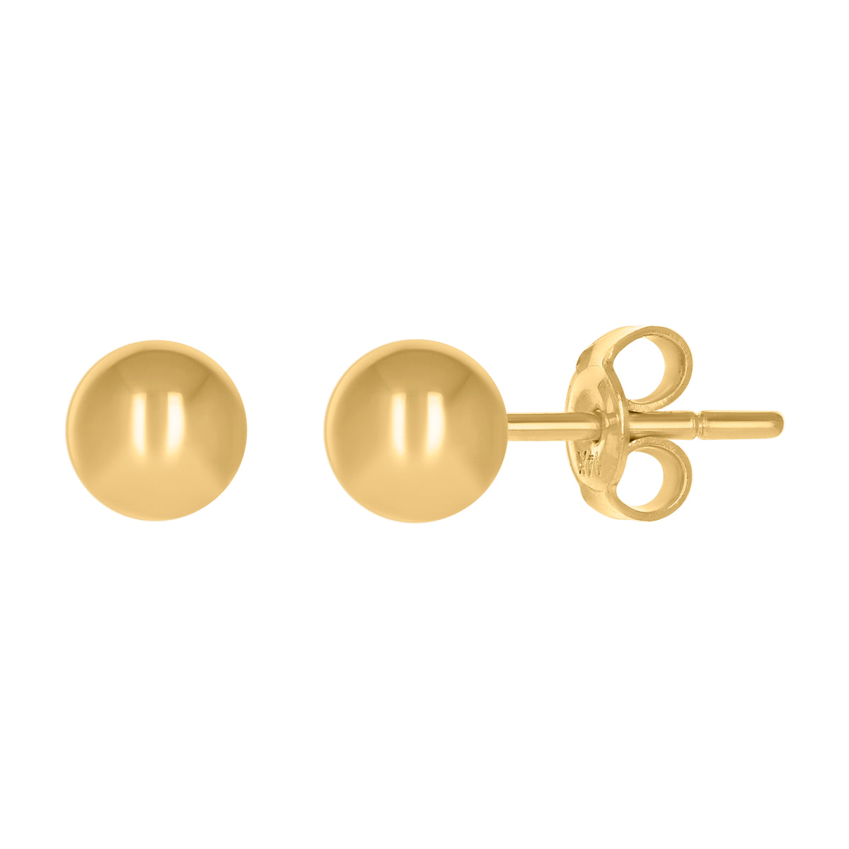 14Kt Yellow Gold Womens 6mm Ball Stud Earrings
