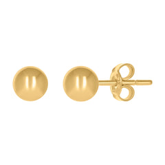 14Kt Yellow Gold Womens 6mm Ball Stud Earrings