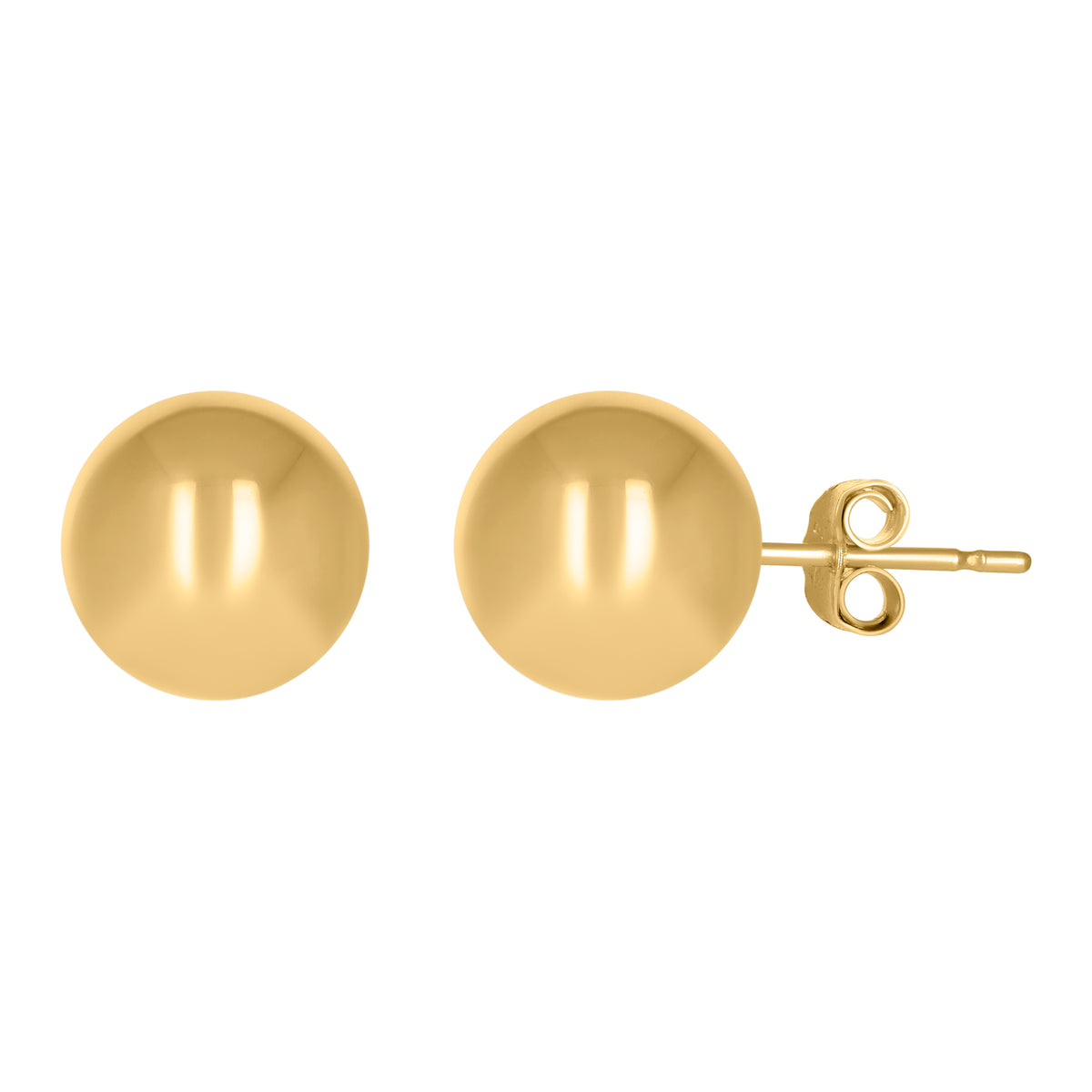 14Kt Yellow Gold Womens 10mm Ball Stud Earrings