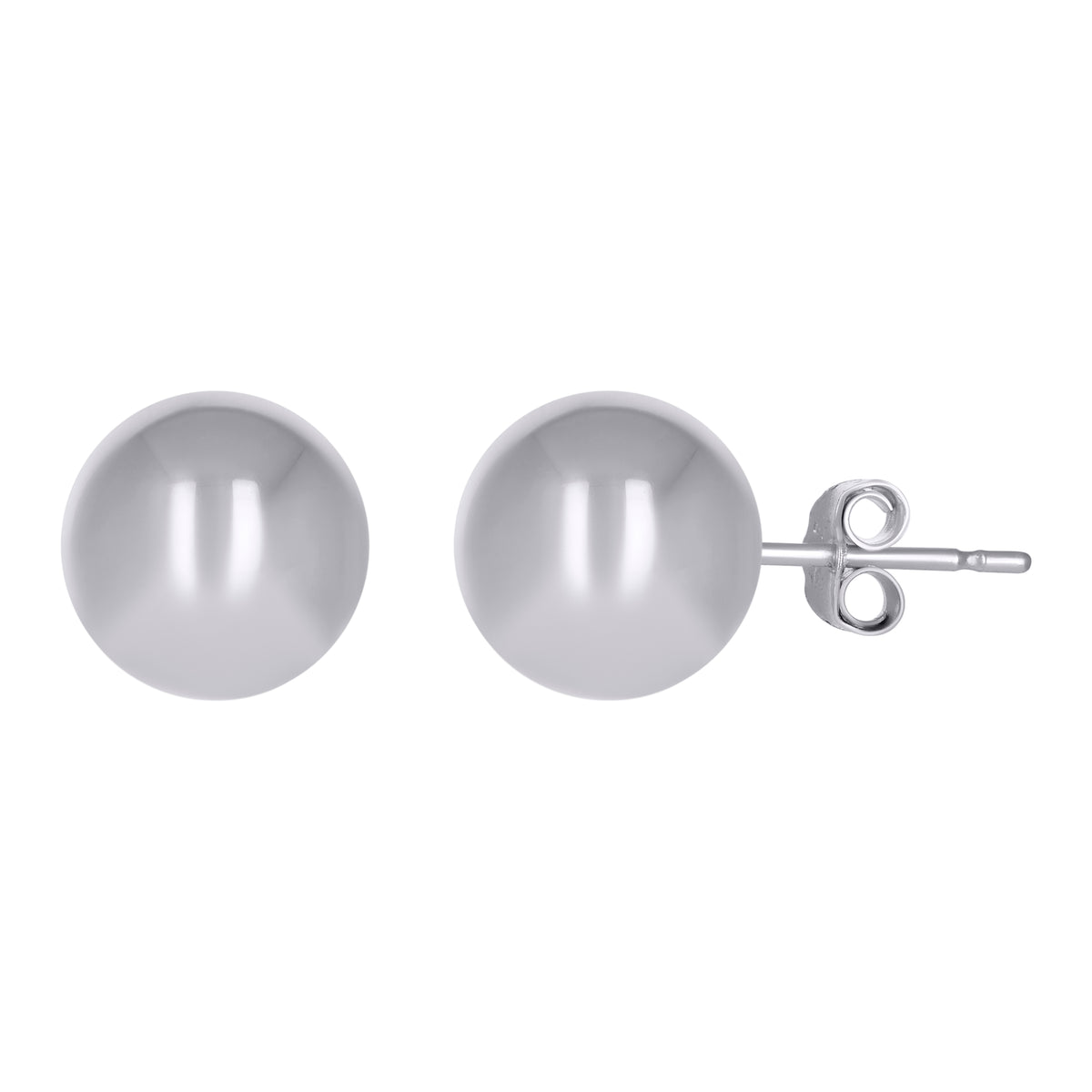 14Kt White Gold Womens 10mm Ball Stud Earrings