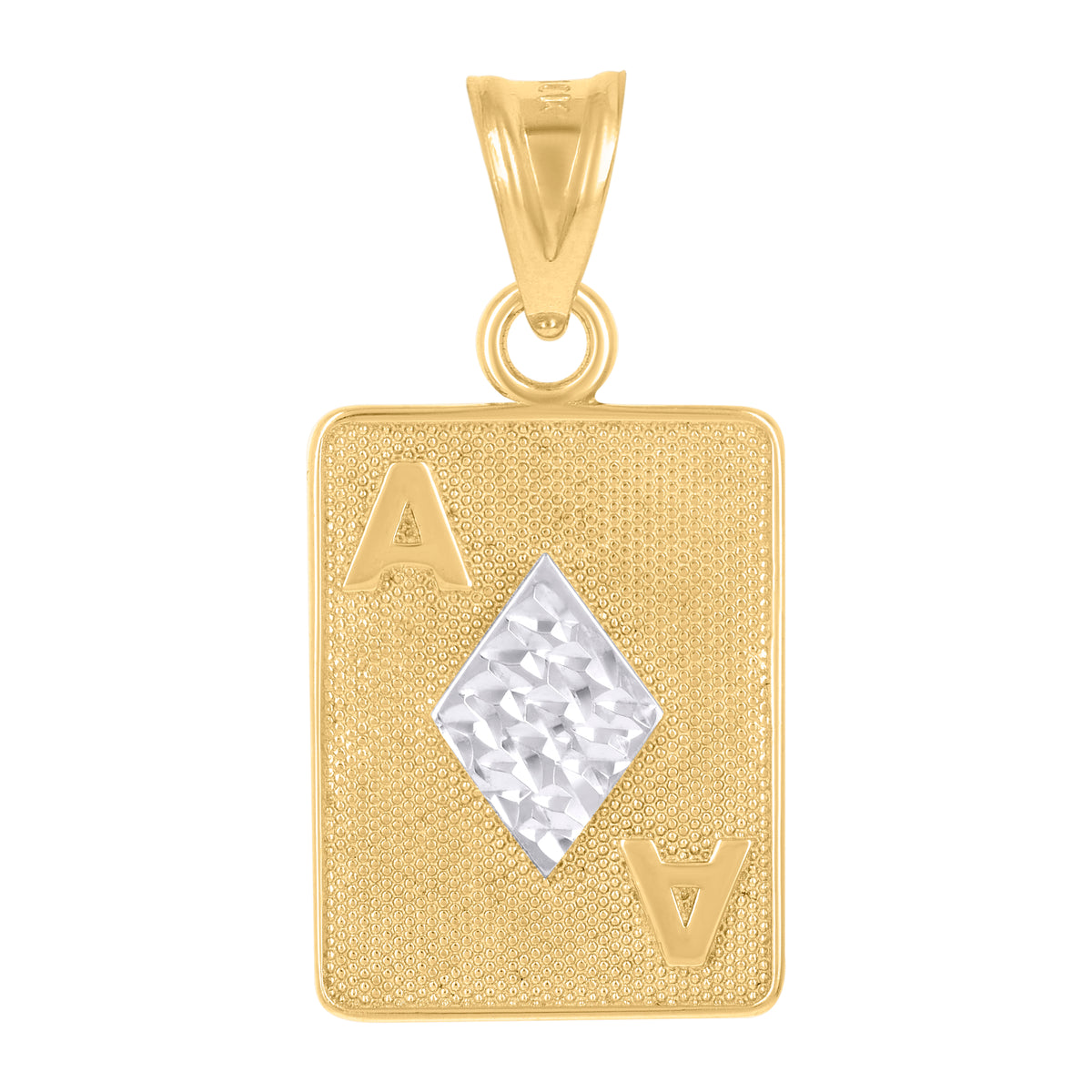 10kt Two-Tone Gold Mens Playing Cards Gambling Fashion Charm Pendant