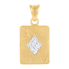 10kt Two-Tone Gold Mens Playing Cards Gambling Fashion Charm Pendant