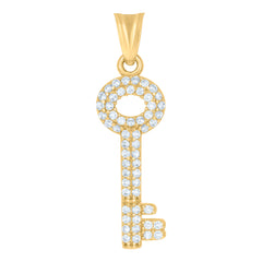 14Kt Yellow Gold Mens Cubic-Zirconia Key Charm Pendant