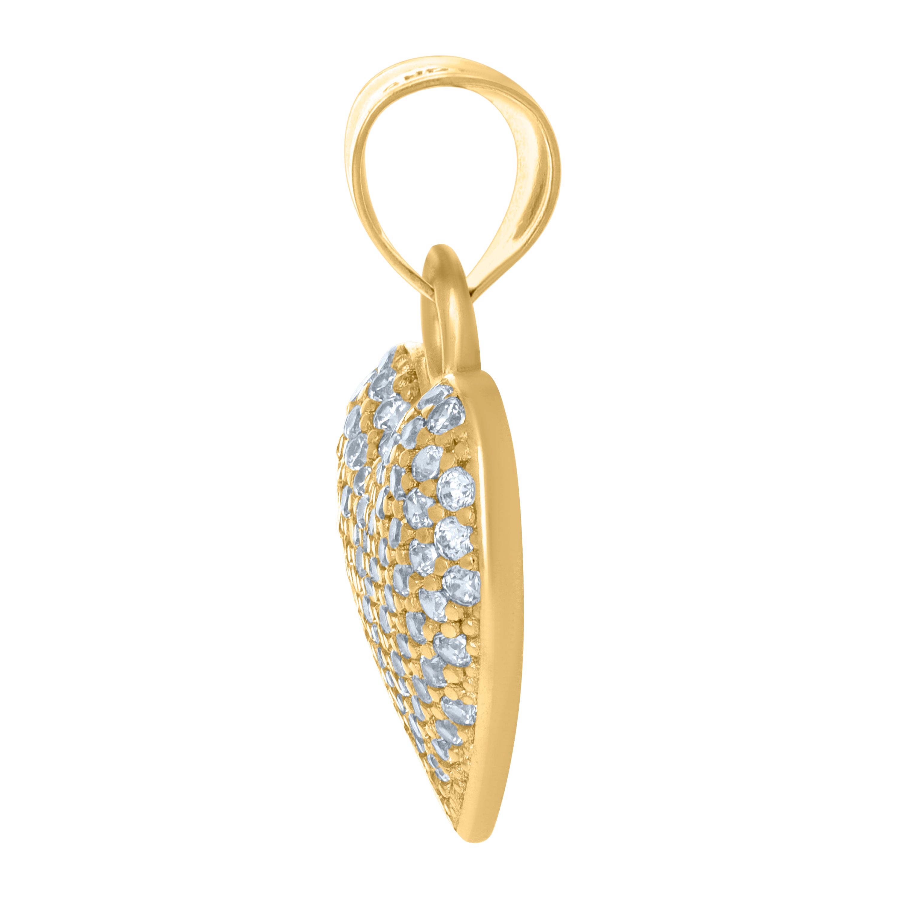 14Kt Yellow Gold Womens Cubic-Zirconia Heart Charm Pendant