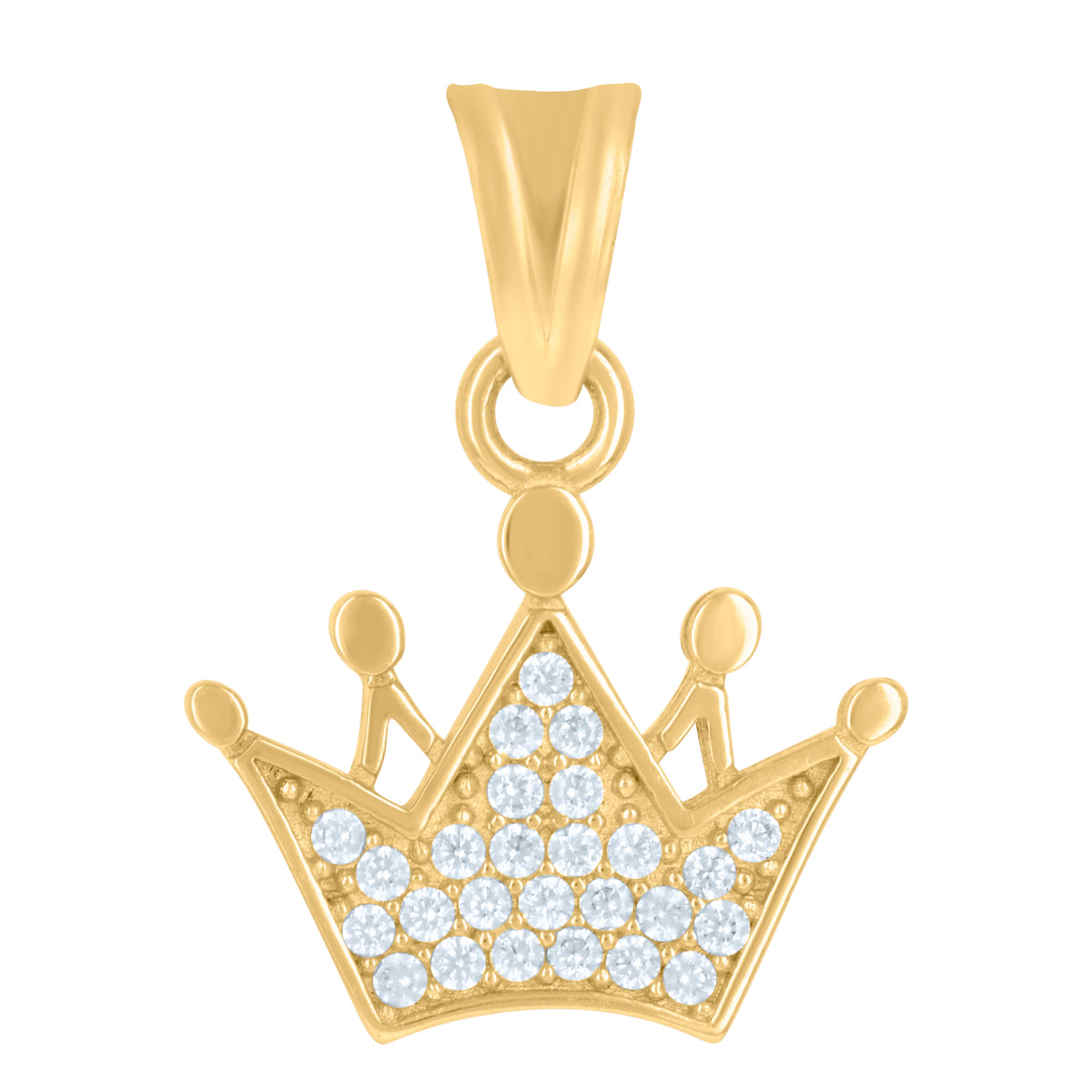14Kt Yellow Gold Mens Cubic-Zirconia Crown Fashion Charm Pendant