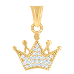 14Kt Yellow Gold Mens Cubic-Zirconia Crown Fashion Charm Pendant