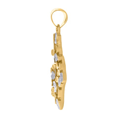 14Kt Two-Tone Gold Mens Nugget Fashion Charm Pendant