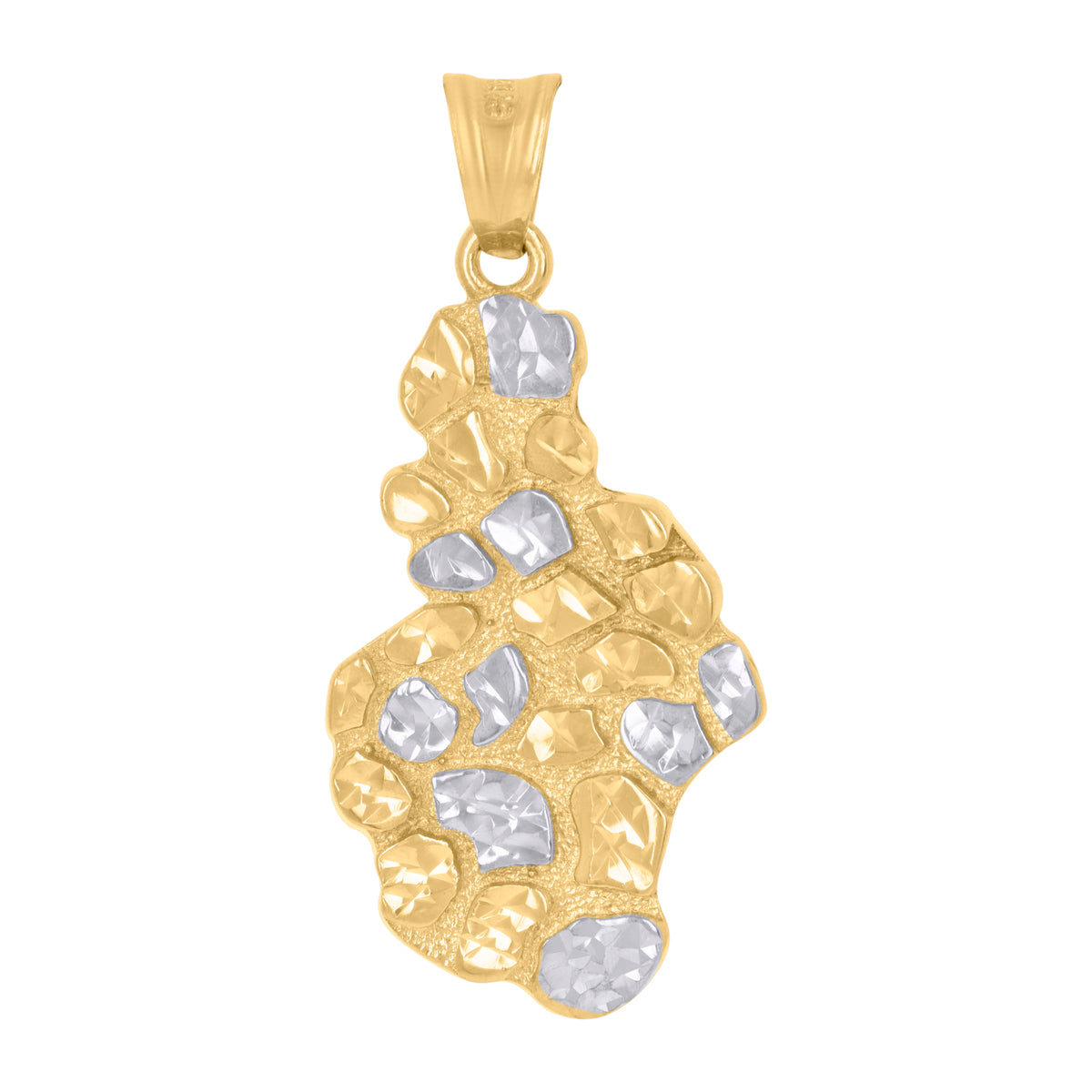 14Kt Two-Tone Gold Mens Nugget Fashion Charm Pendant
