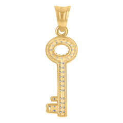 14Kt Yellow Gold Mens Cubic-Zirconia Key Charm Pendant