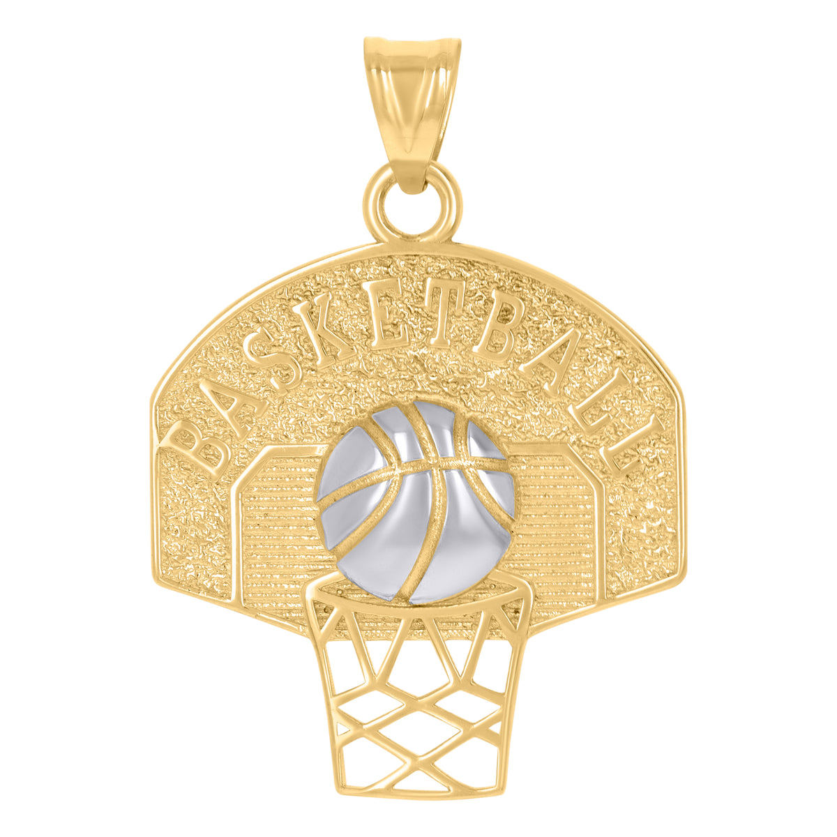 14Kt Two-Tone Gold Mens Basketball Sports Charm Pendant