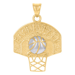 14Kt Two-Tone Gold Mens Basketball Sports Charm Pendant