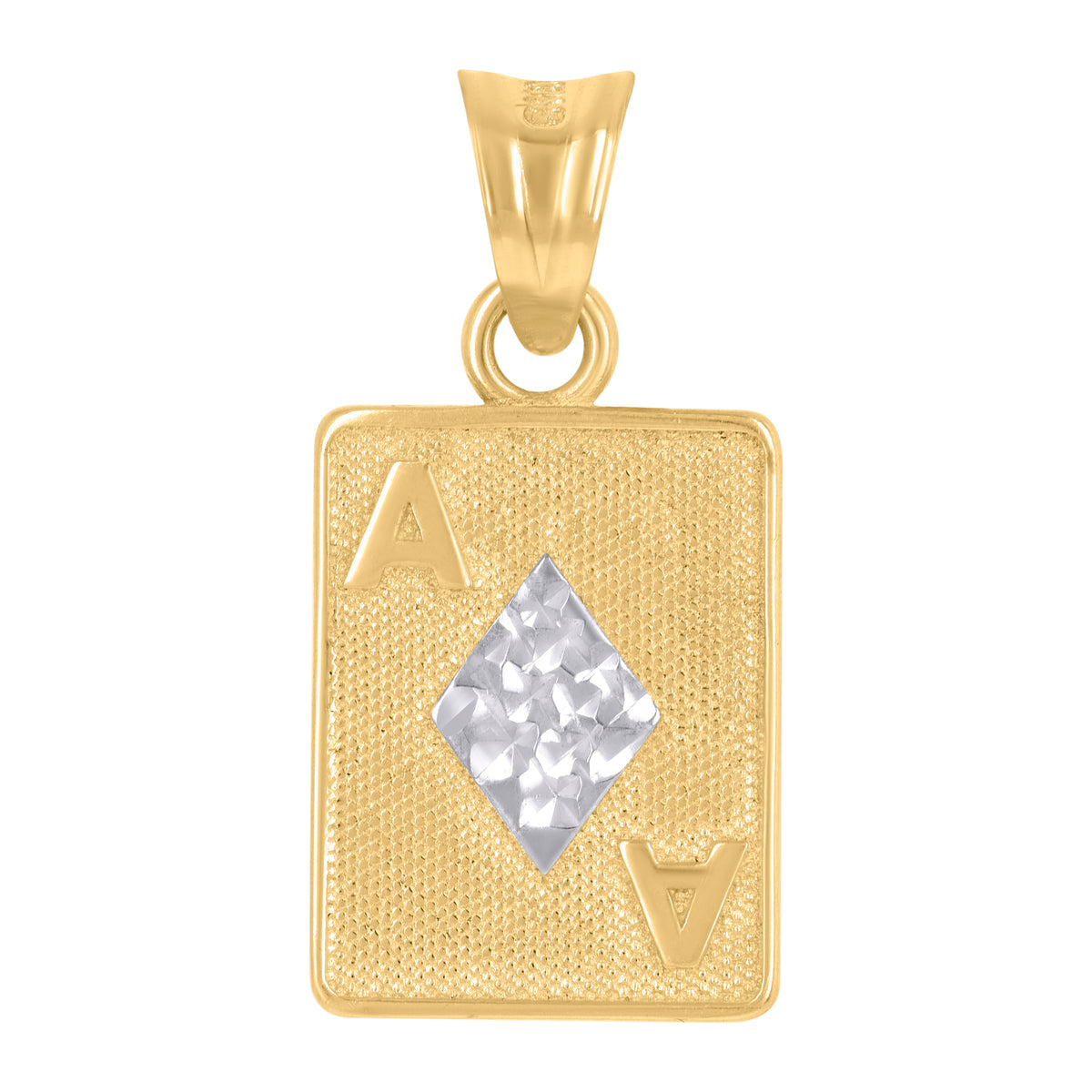 14Kt Two-Tone Gold Mens Playing Cards Ace Of Heart Gambling Fashion Charm Pendant