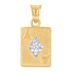 14Kt Two-Tone Gold Mens Playing Cards Ace Of Heart Gambling Fashion Charm Pendant