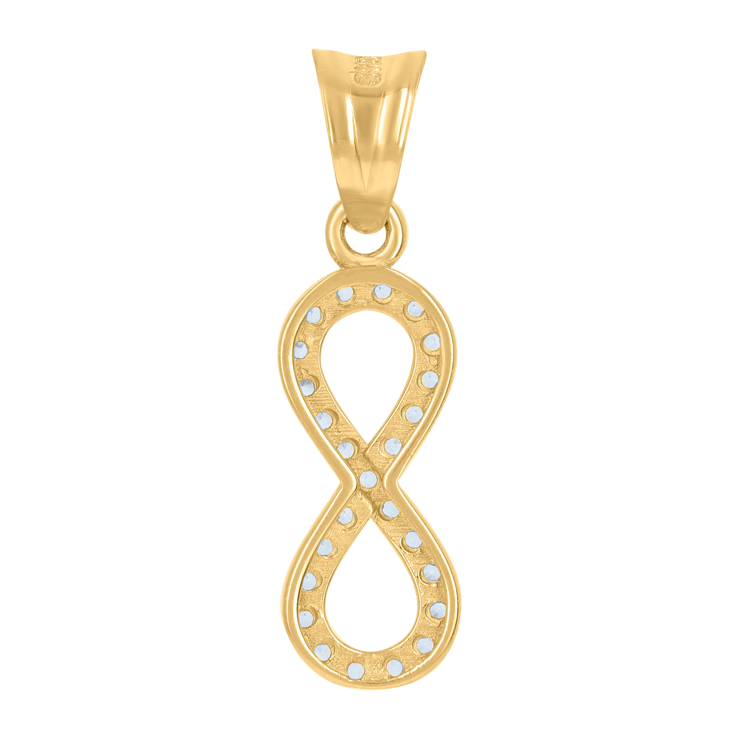 14Kt Yellow Gold Womens Cubic-Zirconia Infinity Charm Pendant