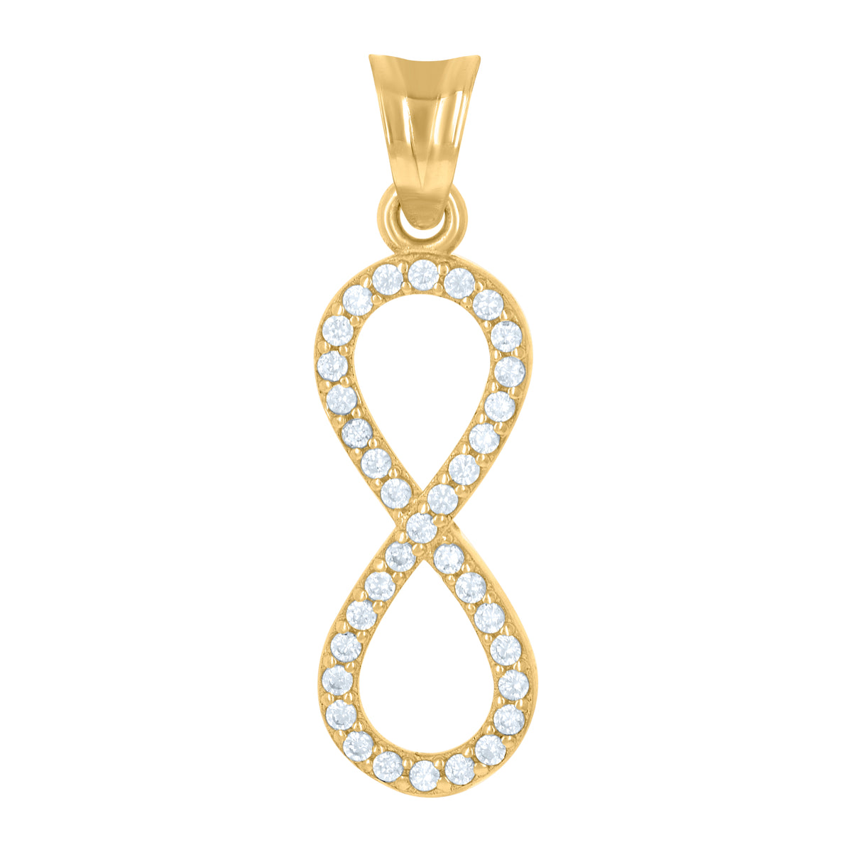 14Kt Yellow Gold Womens Cubic-Zirconia Infinity Charm Pendant