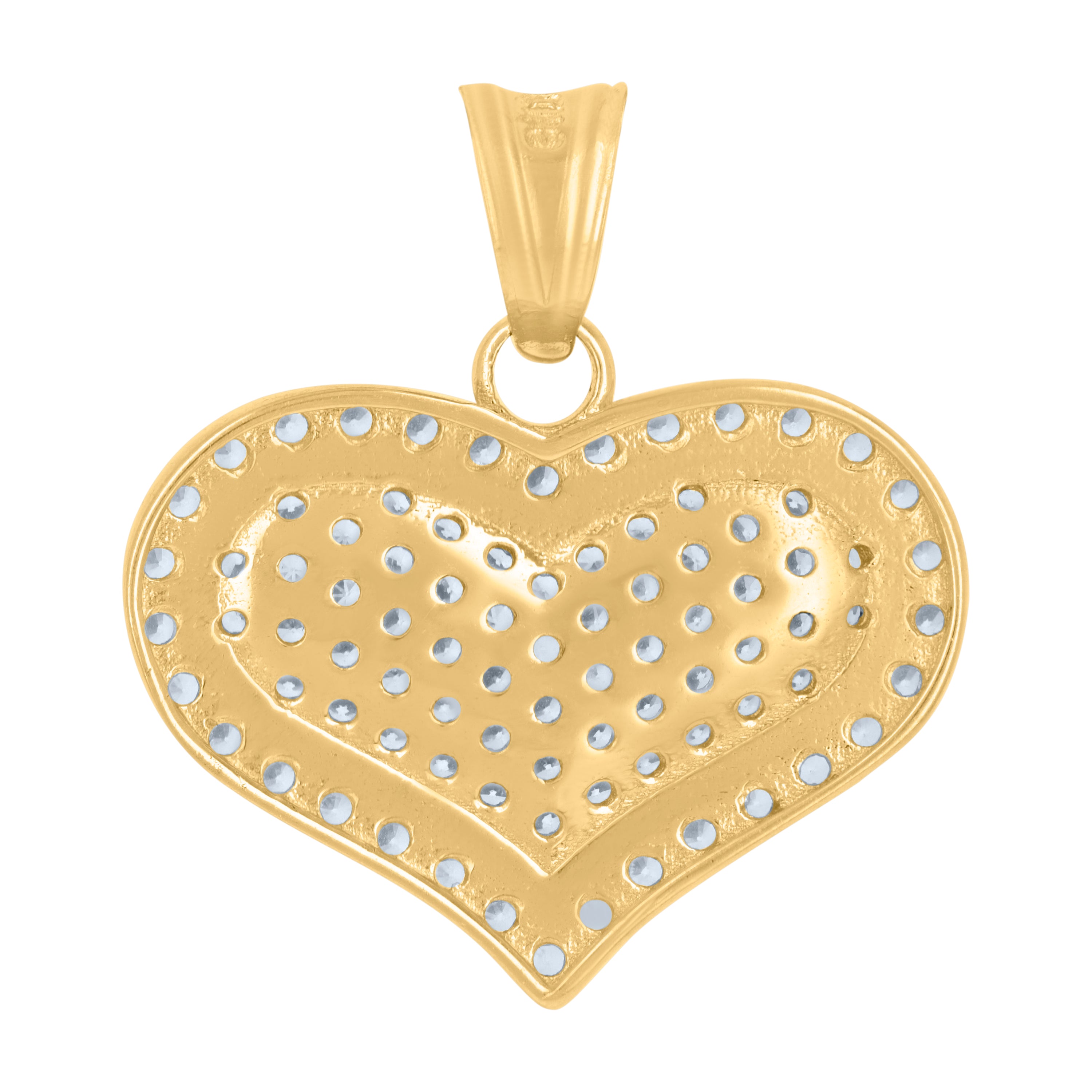 14Kt Yellow Gold Womens Cubic-Zirconia Heart Charm Pendant
