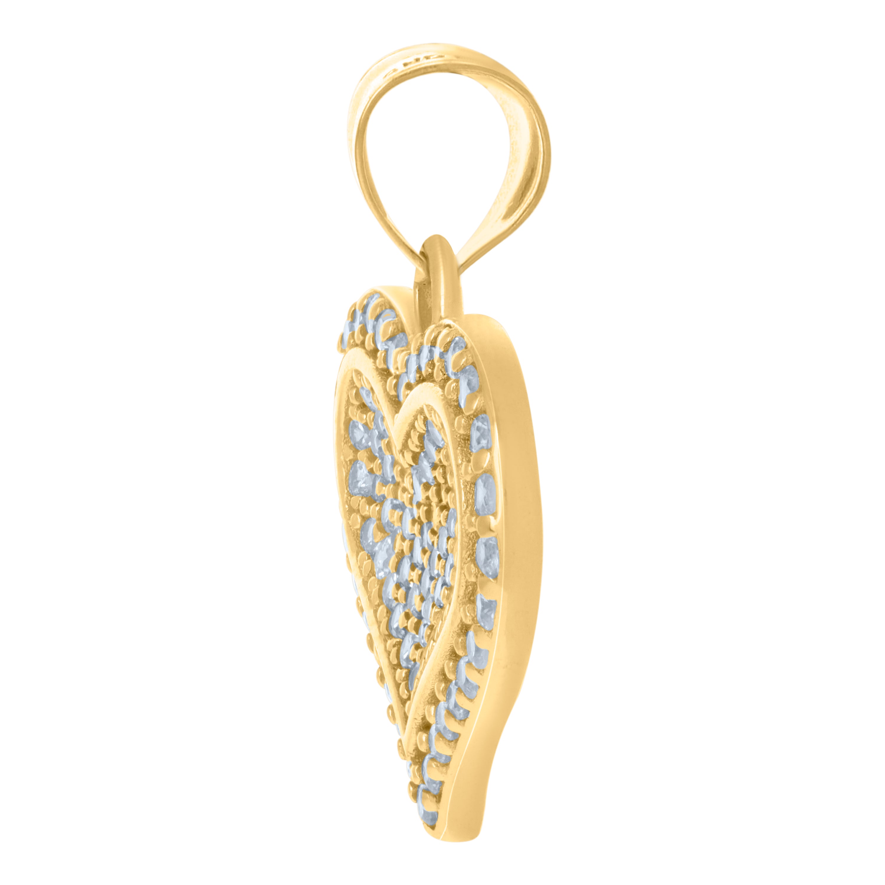14Kt Yellow Gold Womens Cubic-Zirconia Heart Charm Pendant