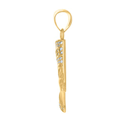 14Kt Two-Tone Gold Mens Cubic-Zirconia Nefertiti Egyptian Charm Pendant