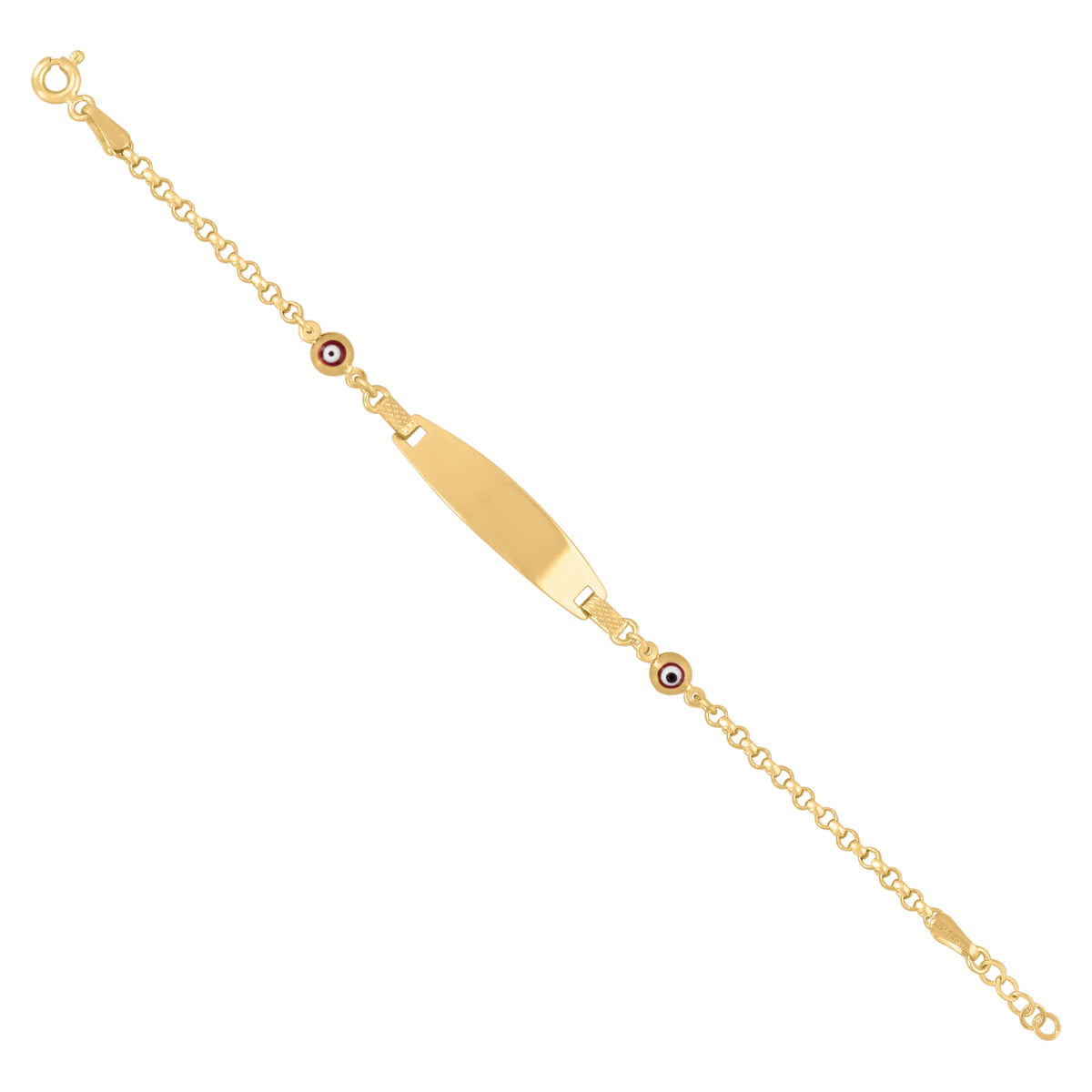 14Kt Yellow Gold Womens Enameled Evil Eye ID Bracelet Size 6 Inches