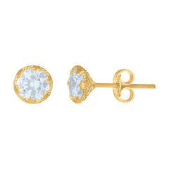 14Kt Yellow Gold Womens Cubic-Zirconia 6mm Fashion Stud Earrings