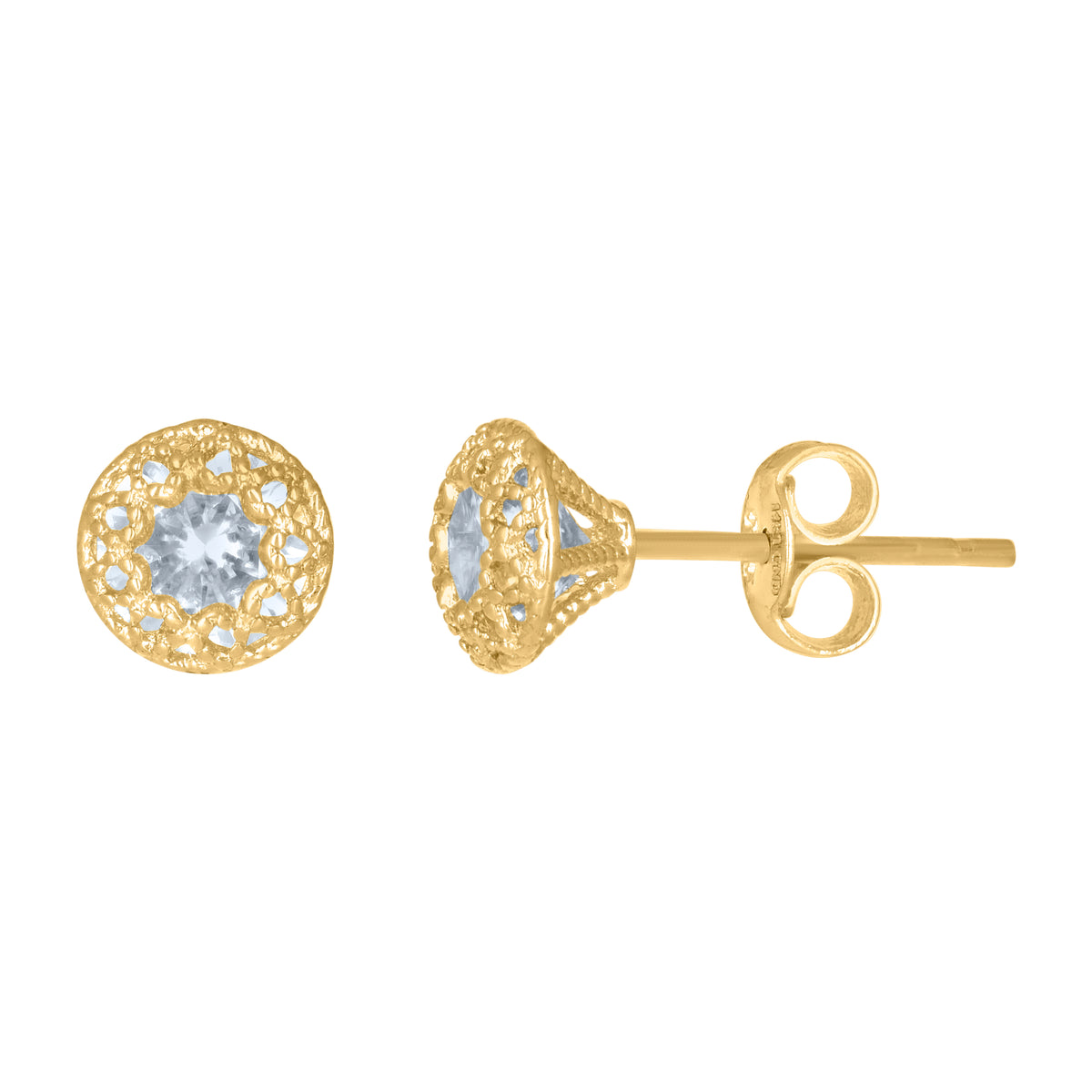 14Kt Yellow Gold Womens Cubic-Zirconia 6mm Fashion Stud Earrings