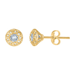 14Kt Yellow Gold Womens Cubic-Zirconia 6mm Fashion Stud Earrings