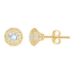 14Kt Yellow Gold Womens Cubic-Zirconia 7mm Fashion Stud Earrings