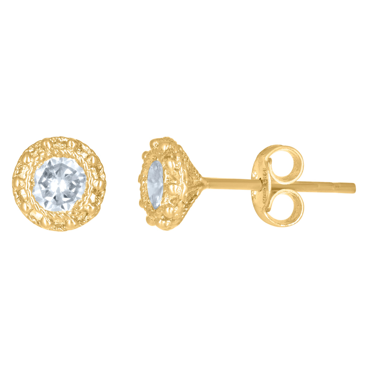 14Kt Yellow Gold Womens Cubic-Zirconia 6mm Fashion Stud Earrings