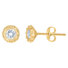 14Kt Yellow Gold Womens Cubic-Zirconia 6mm Fashion Stud Earrings
