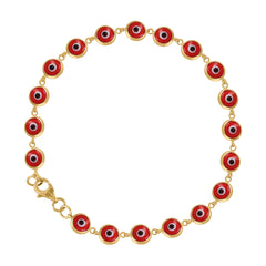 10kt Yellow Gold Womens Enamel Evil Eye Good Luck Bracelet Size 7 Inches