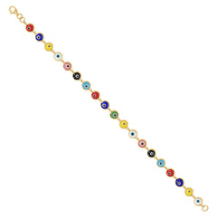 10kt Yellow Gold Womens Enamel Evil Eye Good Luck Bracelet Size 7 Inches