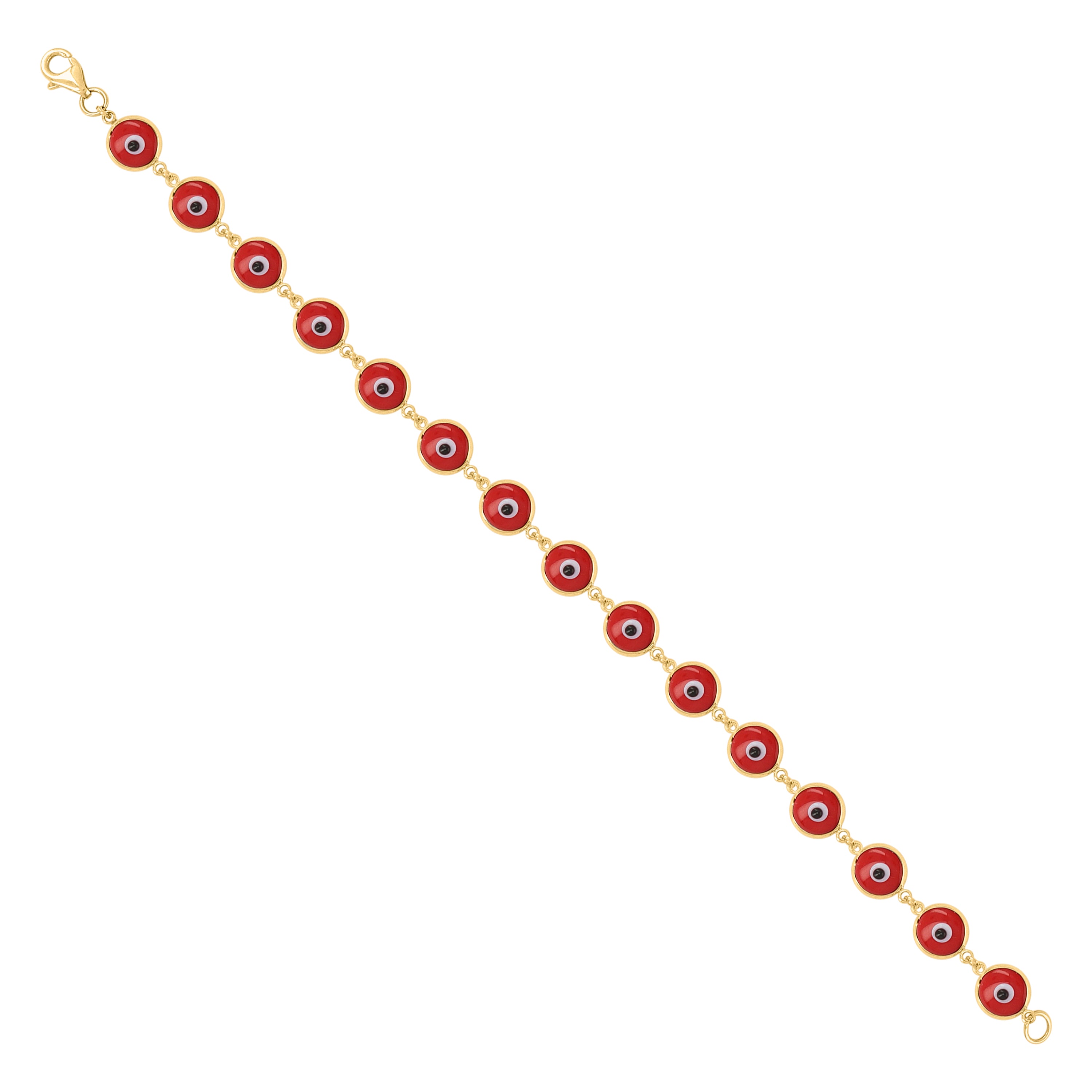 10kt Yellow Gold Womens Enamel Evil Eye Good Luck Bracelet Size 7 Inches