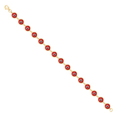 10kt Yellow Gold Womens Enamel Evil Eye Good Luck Bracelet Size 7 Inches
