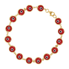10kt Yellow Gold Womens Enamel Evil Eye Good Luck Bracelet Size 7 Inches
