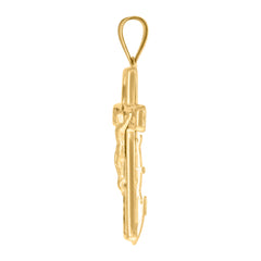 14Kt Yellow Gold Mens Cubic-Zirconia Anchor Crucifix Religious Charm Pendant