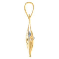 14Kt Yellow Gold Mens Pear Cubic-Zirconia Crown Fashion Charm Pendant
