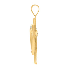 14Kt Yellow Gold Womens Cubic-Zirconia Heart Cross Charm Pendant