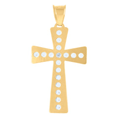 14Kt Yellow Gold Mens Cubic-Zirconia Cross Religious Charm Pendant