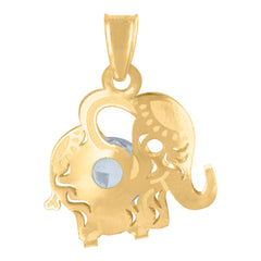 14Kt Yellow Gold Cubic-Zirconia Baby Elephant Good Luck Charm Pendant