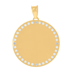 14Kt Yellow Gold Mens Cubic-Zirconia Round Photo Frame Medallion Charm Pendant