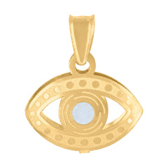 14Kt Yellow Gold Unisex Cubic-Zirconia Evil Eye Good Luck Charm Pendant