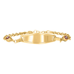 14kt Yellow Gold Womens Enamel Evil Eye Good Luck 6" ID Bracelet
