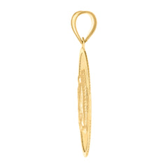 14Kt Yellow Gold Unisex Medallion Oval Guadalupe/Mother Marry Religious Charm Pendant